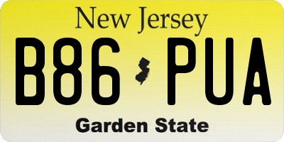 NJ license plate B86PUA