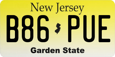 NJ license plate B86PUE