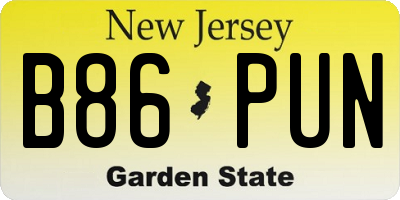 NJ license plate B86PUN