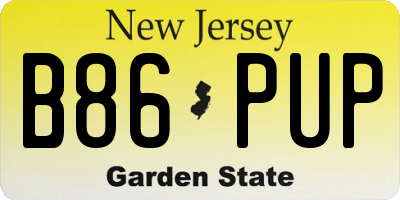 NJ license plate B86PUP