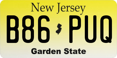 NJ license plate B86PUQ