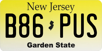 NJ license plate B86PUS