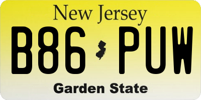 NJ license plate B86PUW