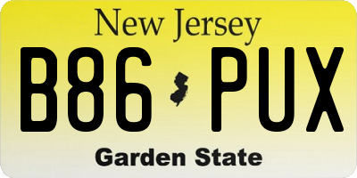 NJ license plate B86PUX
