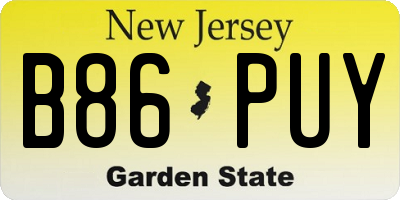 NJ license plate B86PUY