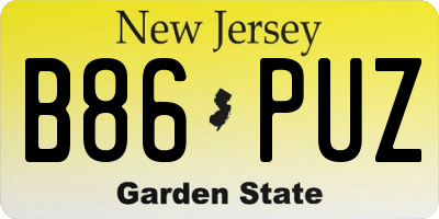 NJ license plate B86PUZ