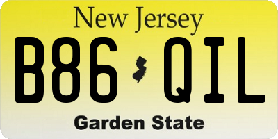 NJ license plate B86QIL