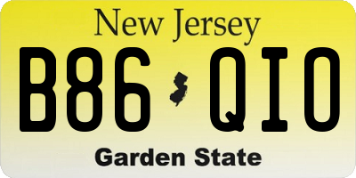 NJ license plate B86QIO