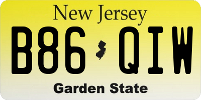 NJ license plate B86QIW