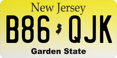 NJ license plate B86QJK