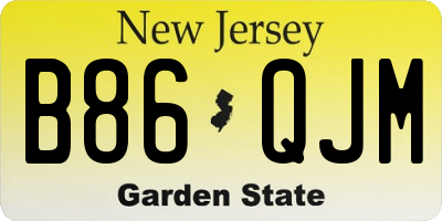 NJ license plate B86QJM