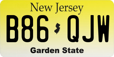 NJ license plate B86QJW