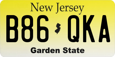NJ license plate B86QKA