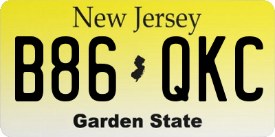 NJ license plate B86QKC