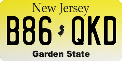 NJ license plate B86QKD