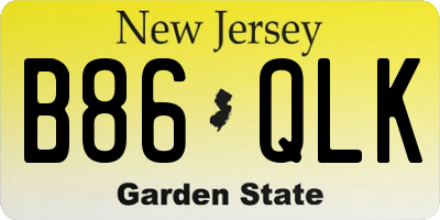 NJ license plate B86QLK