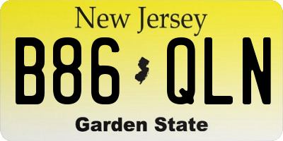 NJ license plate B86QLN