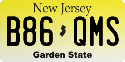 NJ license plate B86QMS