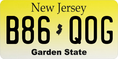 NJ license plate B86QOG