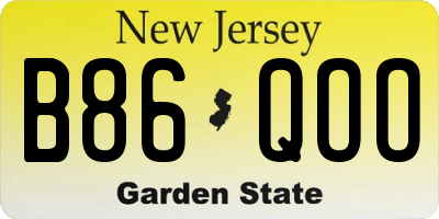 NJ license plate B86QOO