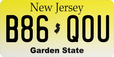 NJ license plate B86QOU