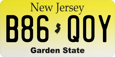 NJ license plate B86QOY