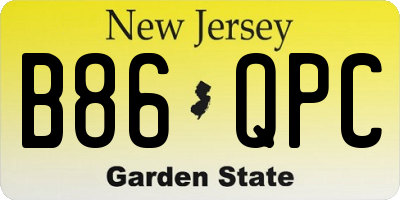 NJ license plate B86QPC