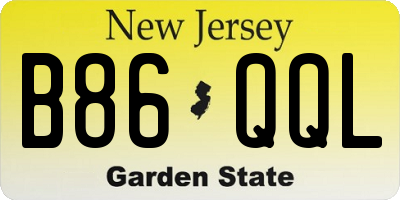 NJ license plate B86QQL