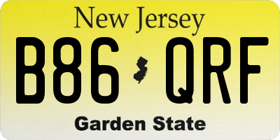 NJ license plate B86QRF