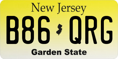 NJ license plate B86QRG