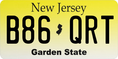 NJ license plate B86QRT