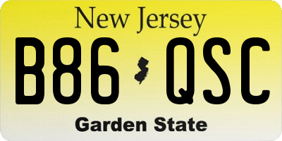 NJ license plate B86QSC