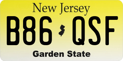 NJ license plate B86QSF