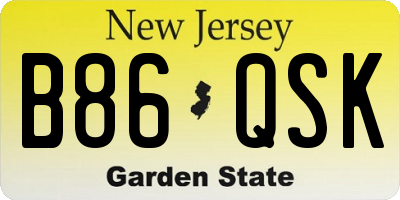 NJ license plate B86QSK