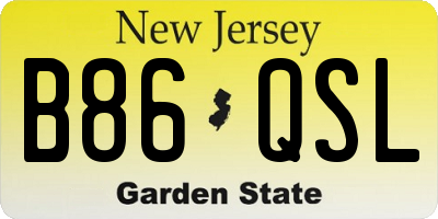NJ license plate B86QSL