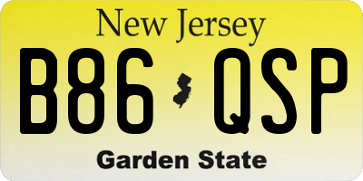 NJ license plate B86QSP