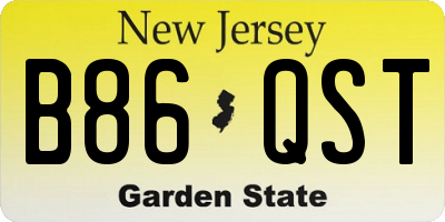 NJ license plate B86QST