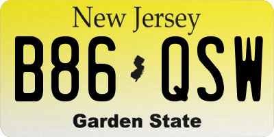 NJ license plate B86QSW