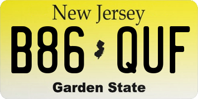 NJ license plate B86QUF
