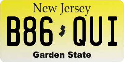 NJ license plate B86QUI