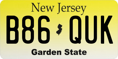 NJ license plate B86QUK