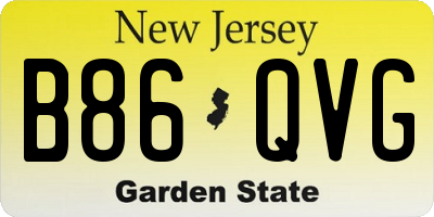 NJ license plate B86QVG