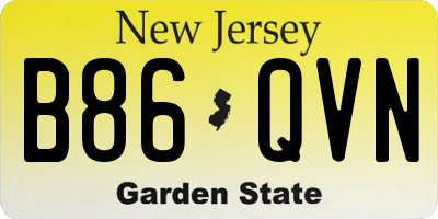 NJ license plate B86QVN