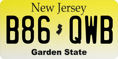 NJ license plate B86QWB