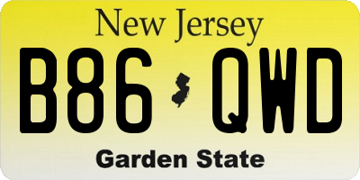 NJ license plate B86QWD