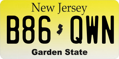 NJ license plate B86QWN