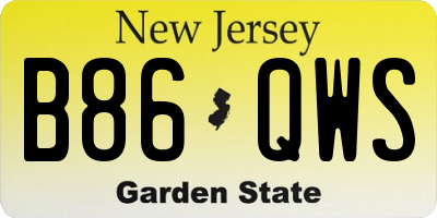 NJ license plate B86QWS