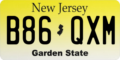 NJ license plate B86QXM