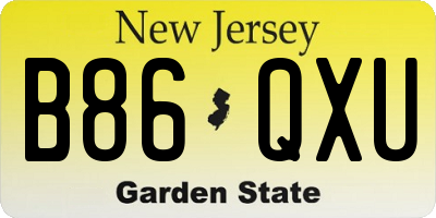 NJ license plate B86QXU