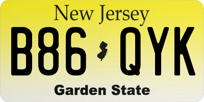 NJ license plate B86QYK